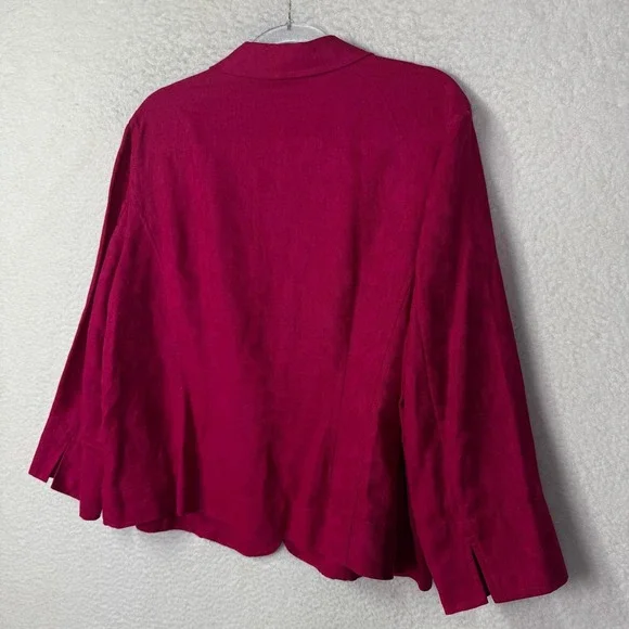 Jones Wear Jacket Womens 16 Pink Linen Cotton Floral Jacquard Blazer‎ Career - Picture 15 of 16